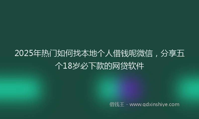 2025年热门如何找本地个人借钱呢微信，分享五个18岁必下款的网贷软件