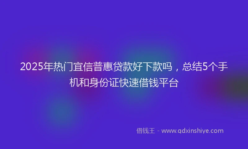 2025年热门宜信普惠贷款好下款吗，总结5个手机和身份证快速借钱平台