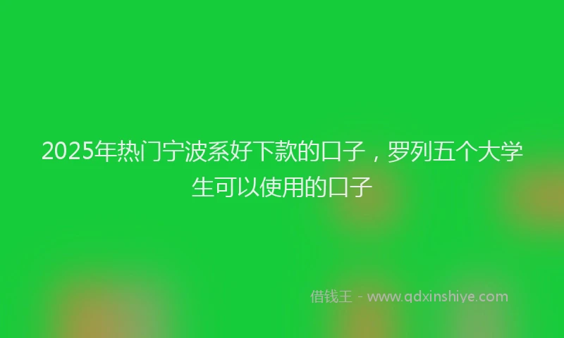 2025年热门宁波系好下款的口子，罗列五个大学生可以使用的口子