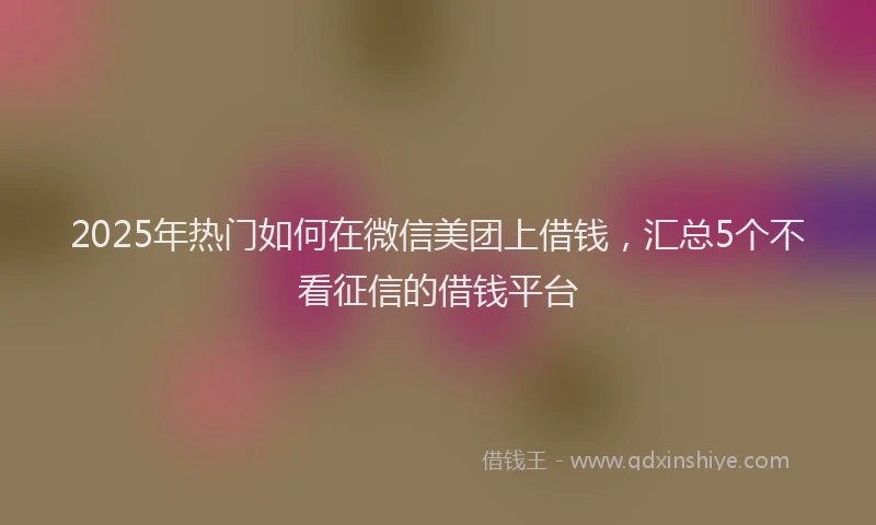 2025年热门如何在微信美团上借钱，汇总5个不看征信的借钱平台
