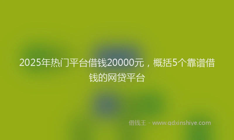 2025年热门平台借钱20000元，概括5个靠谱借钱的网贷平台