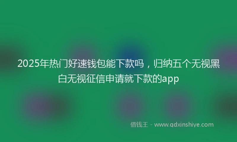 2025年热门好速钱包能下款吗，归纳五个无视黑白无视征信申请就下款的app