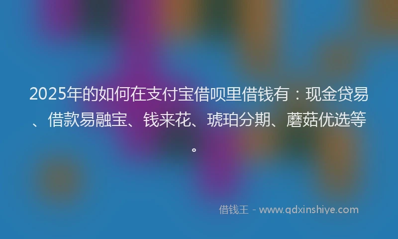 2025年的如何在支付宝借呗里借钱有：现金贷易、借款易融宝、钱来花、琥珀分期、蘑菇优选等。