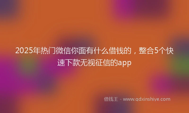 2025年热门微信你面有什么借钱的，整合5个快速下款无视征信的app