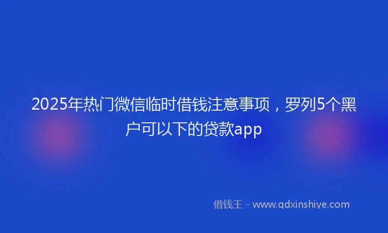 2025年热门微信临时借钱注意事项，罗列5个黑户可以下的贷款app