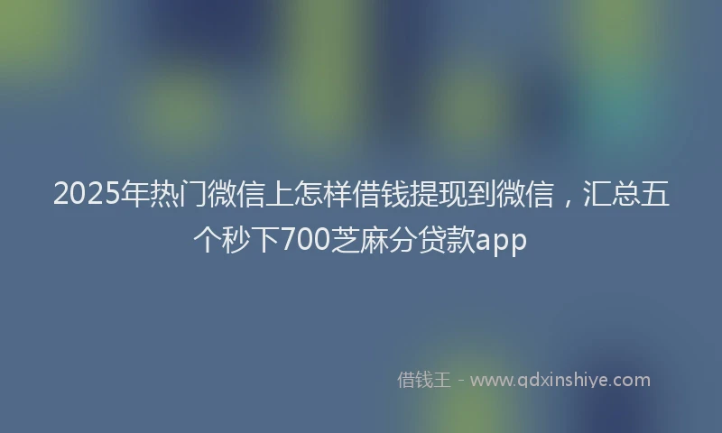 2025年热门微信上怎样借钱提现到微信，汇总五个秒下700芝麻分贷款app