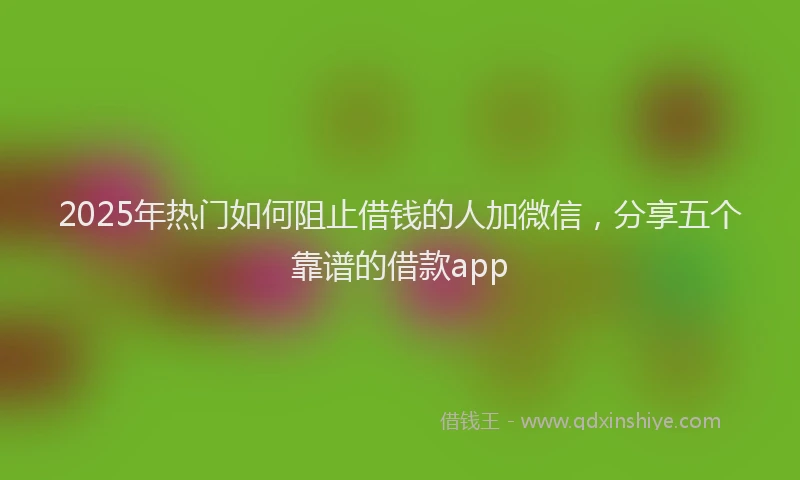 2025年热门如何阻止借钱的人加微信，分享五个靠谱的借款app