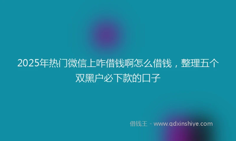 2025年热门微信上咋借钱啊怎么借钱，整理五个双黑户必下款的口子