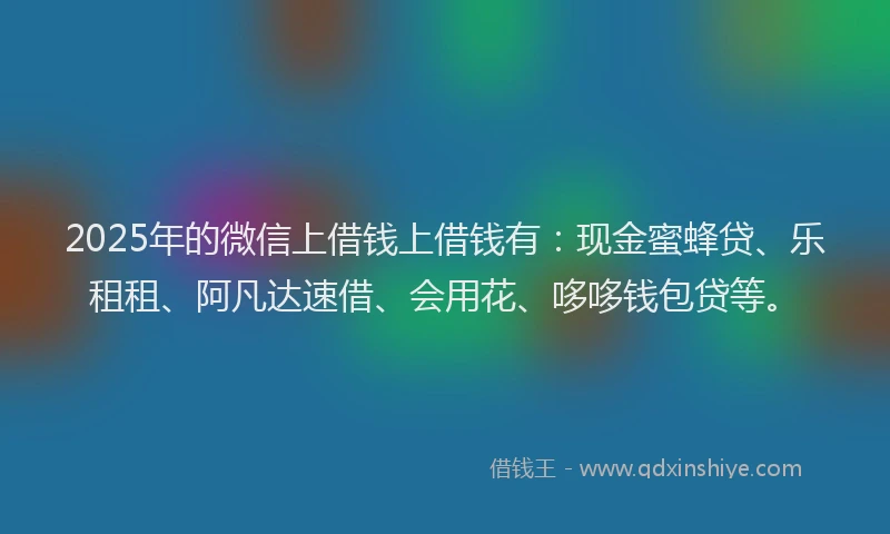 2025年的微信上借钱上借钱有：现金蜜蜂贷、乐租租、阿凡达速借、会用花、哆哆钱包贷等。