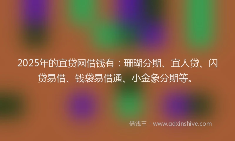 2025年的宜贷网借钱有：珊瑚分期、宜人贷、闪贷易借、钱袋易借通、小金象分期等。