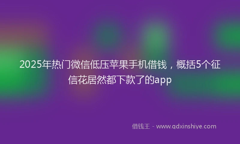 2025年热门微信低压苹果手机借钱，概括5个征信花居然都下款了的app