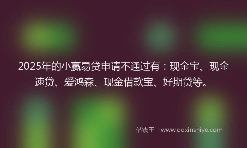 2025年的小赢易贷申请不通过有：现金宝、现金速贷、爱鸿森、现金借款宝、好期贷等。