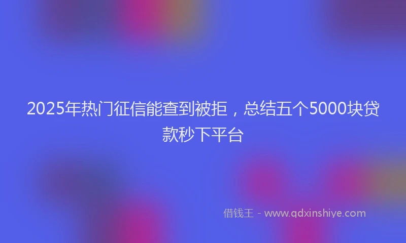2025年热门征信能查到被拒，总结五个5000块贷款秒下平台
