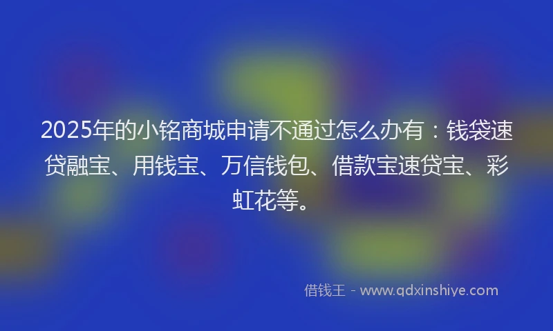 2025年的小铭商城申请不通过怎么办有：钱袋速贷融宝、用钱宝、万信钱包、借款宝速贷宝、彩虹花等。