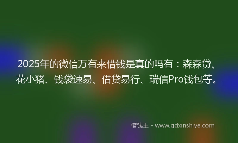 2025年的微信万有来借钱是真的吗有：森森贷、花小猪、钱袋速易、借贷易行、瑞信Pro钱包等。