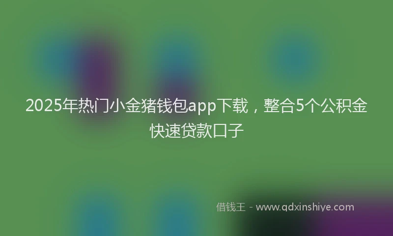 2025年热门小金猪钱包app下载，整合5个公积金快速贷款口子