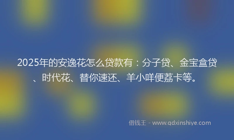 2025年的安逸花怎么贷款有：分子贷、金宝盒贷、时代花、替你速还、羊小咩便荔卡等。