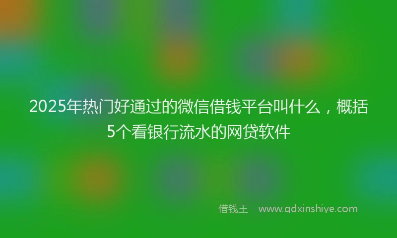 2025年热门好通过的微信借钱平台叫什么，概括5个看银行流水的网贷软件