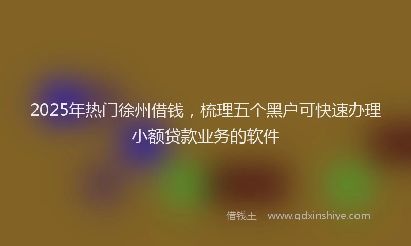 2025年热门徐州借钱，梳理五个黑户可快速办理小额贷款业务的软件