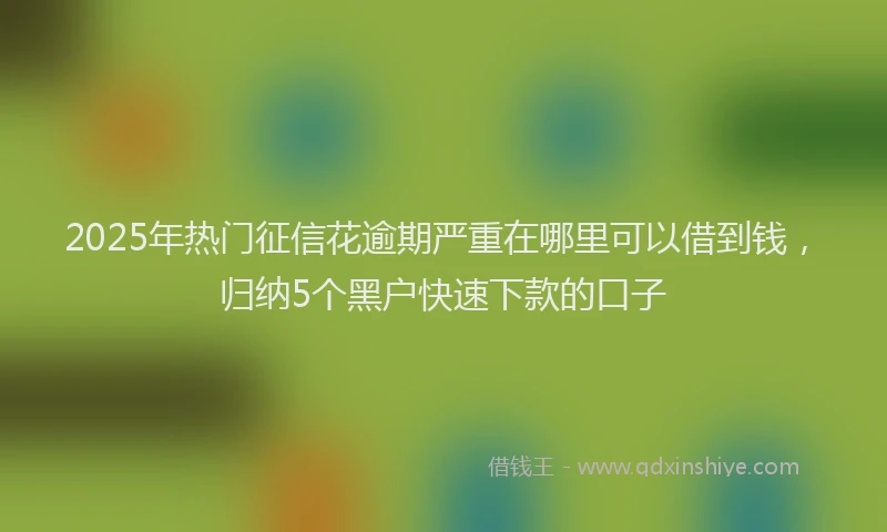 2025年热门征信花逾期严重在哪里可以借到钱，归纳5个黑户快速下款的口子
