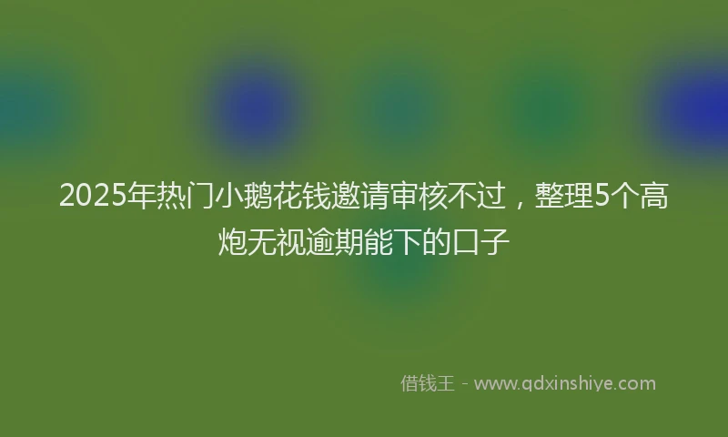 2025年热门小鹅花钱邀请审核不过，整理5个高炮无视逾期能下的口子