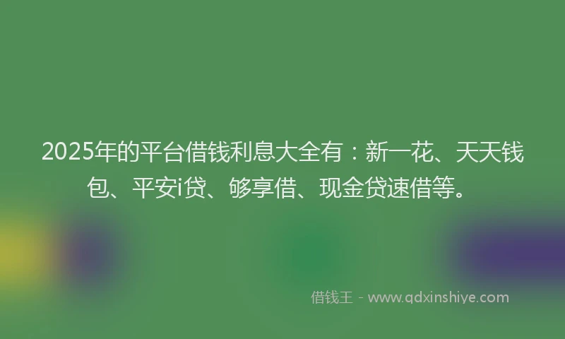 2025年的平台借钱利息大全有：新一花、天天钱包、平安i贷、够享借、现金贷速借等。