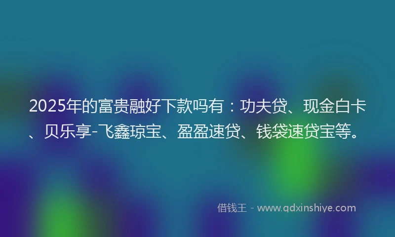 2025年的富贵融好下款吗有：功夫贷、现金白卡、贝乐享-飞鑫琼宝、盈盈速贷、钱袋速贷宝等。