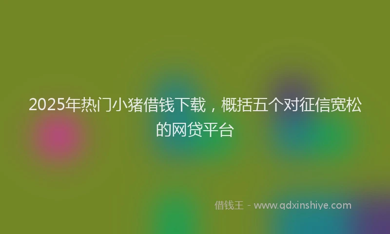 2025年热门小猪借钱下载，概括五个对征信宽松的网贷平台