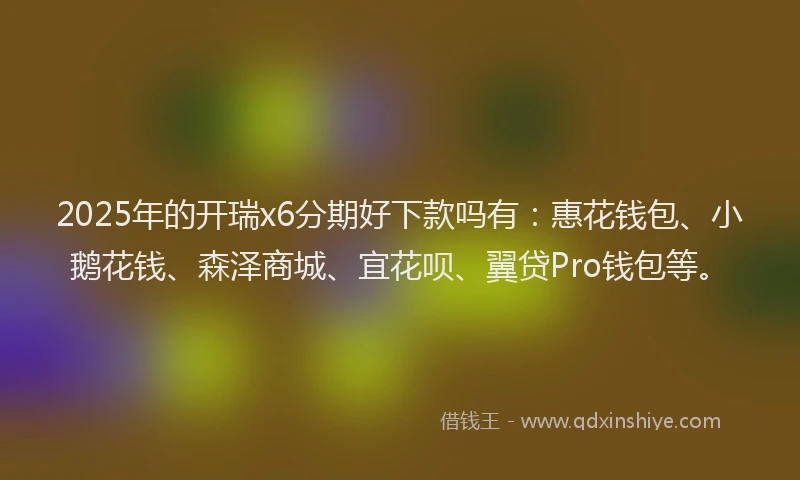 2025年的开瑞x6分期好下款吗有：惠花钱包、小鹅花钱、森泽商城、宜花呗、翼贷Pro钱包等。