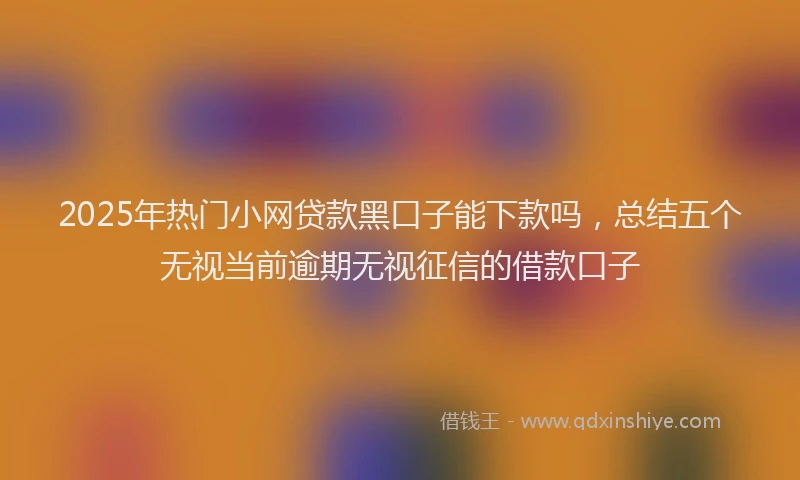 2025年热门小网贷款黑口子能下款吗，总结五个无视当前逾期无视征信的借款口子