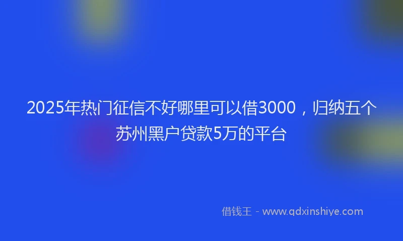 2025年热门征信不好哪里可以借3000，归纳五个苏州黑户贷款5万的平台
