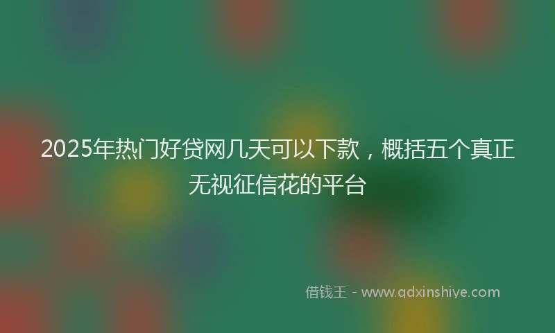2025年热门好贷网几天可以下款，概括五个真正无视征信花的平台