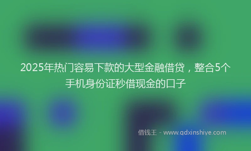 2025年热门容易下款的大型金融借贷，整合5个手机身份证秒借现金的口子