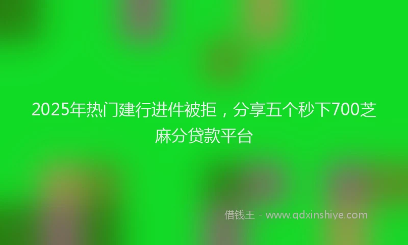 2025年热门建行进件被拒，分享五个秒下700芝麻分贷款平台