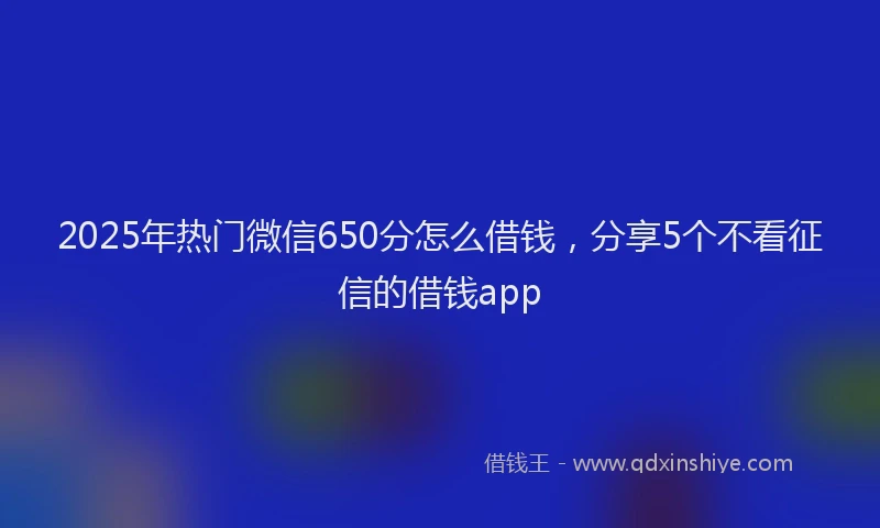 2025年热门微信650分怎么借钱，分享5个不看征信的借钱app