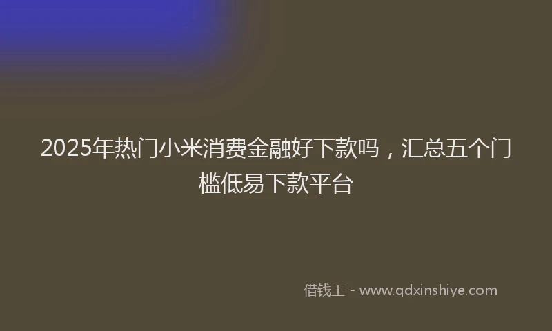 2025年热门小米消费金融好下款吗，汇总五个门槛低易下款平台