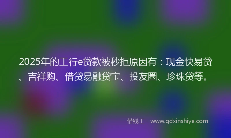 2025年的工行e贷款被秒拒原因有：现金快易贷、吉祥购、借贷易融贷宝、投友圈、珍珠贷等。