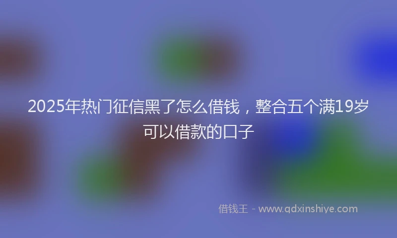 2025年热门征信黑了怎么借钱，整合五个满19岁可以借款的口子