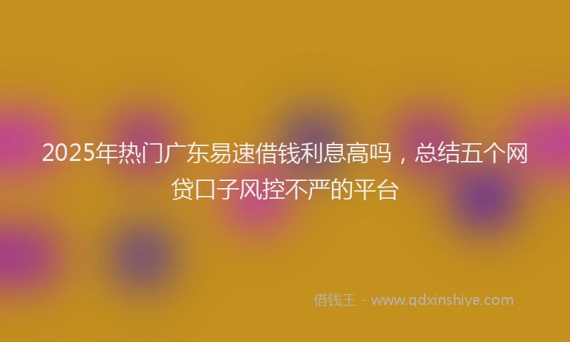 2025年热门广东易速借钱利息高吗，总结五个网贷口子风控不严的平台