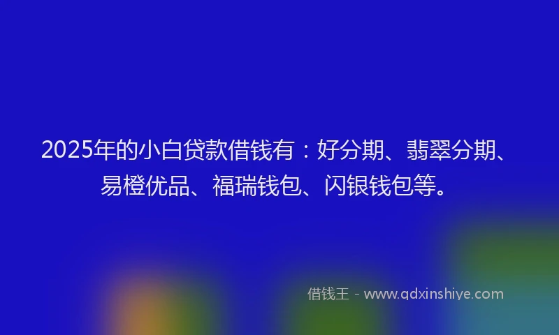 2025年的小白贷款借钱有：好分期、翡翠分期、易橙优品、福瑞钱包、闪银钱包等。