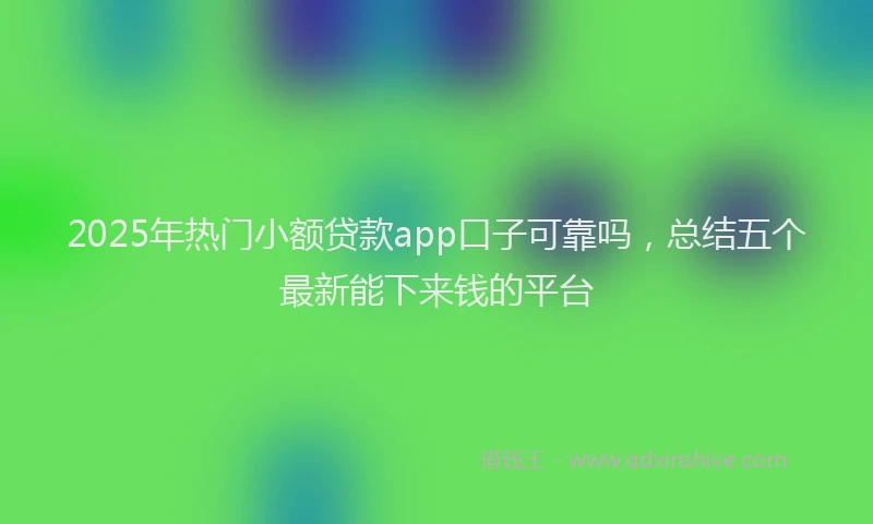 2025年热门小额贷款app口子可靠吗，总结五个最新能下来钱的平台