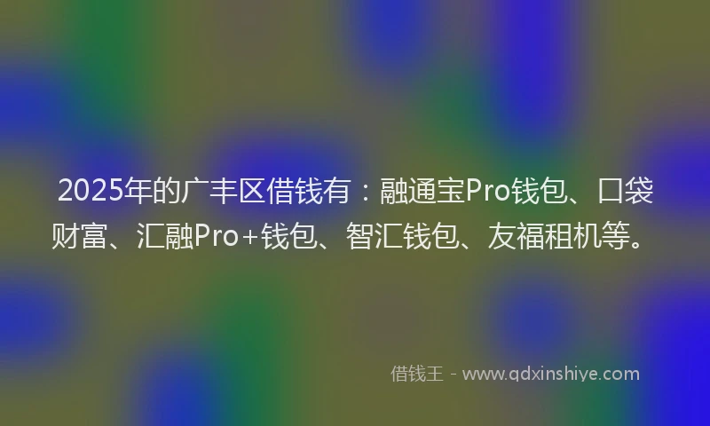 2025年的广丰区借钱有：融通宝Pro钱包、口袋财富、汇融Pro+钱包、智汇钱包、友福租机等。