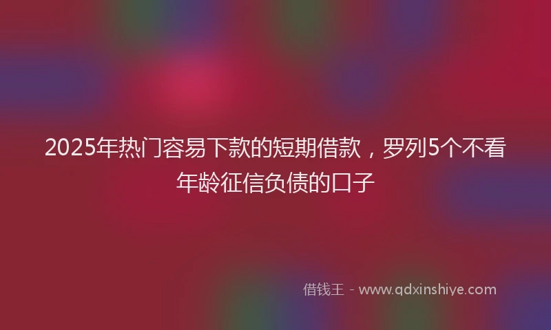 2025年热门容易下款的短期借款，罗列5个不看年龄征信负债的口子