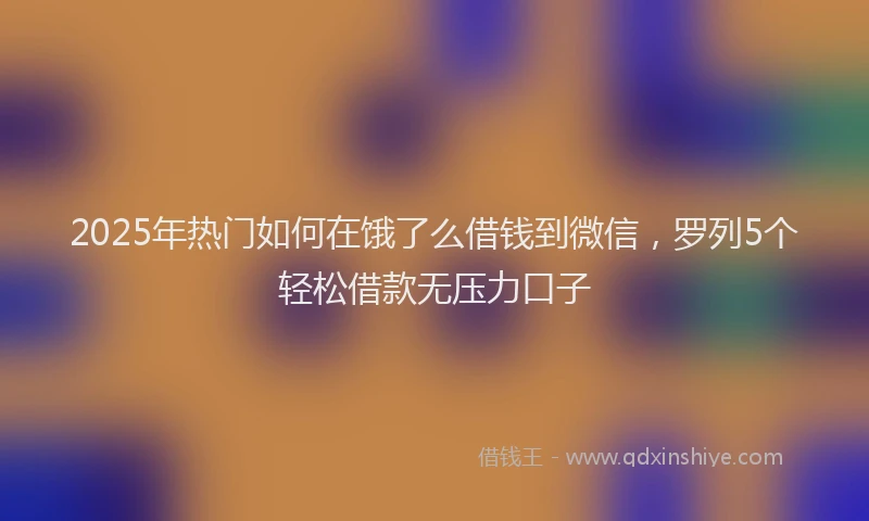2025年热门如何在饿了么借钱到微信，罗列5个轻松借款无压力口子
