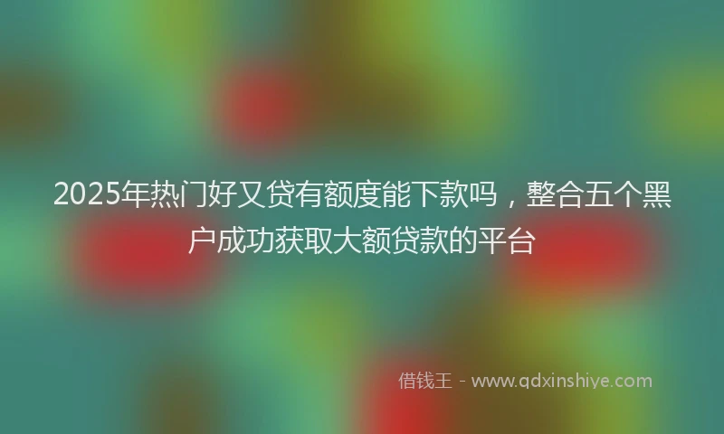 2025年热门好又贷有额度能下款吗，整合五个黑户成功获取大额贷款的平台