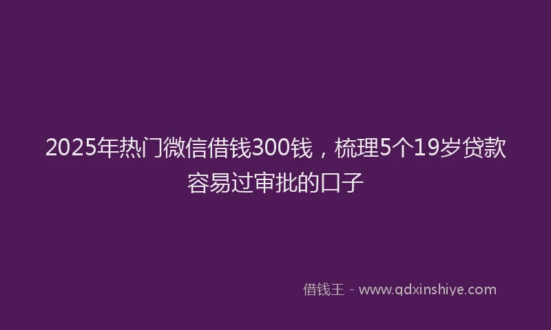 2025年热门微信借钱300钱，梳理5个19岁贷款容易过审批的口子