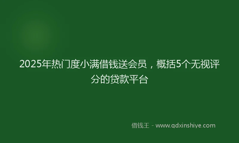 2025年热门度小满借钱送会员，概括5个无视评分的贷款平台