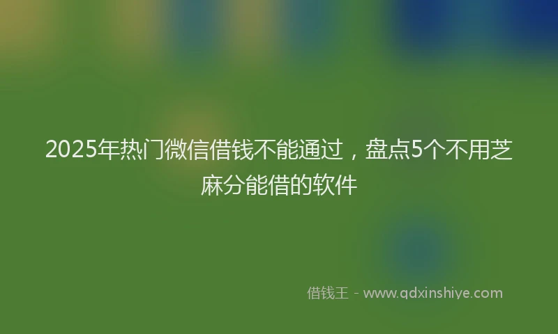 2025年热门微信借钱不能通过，盘点5个不用芝麻分能借的软件