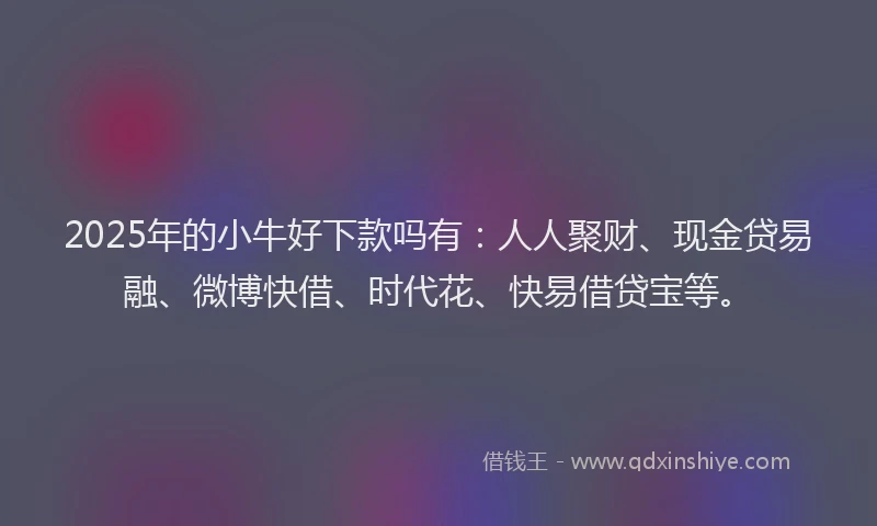 2025年的小牛好下款吗有：人人聚财、现金贷易融、微博快借、时代花、快易借贷宝等。