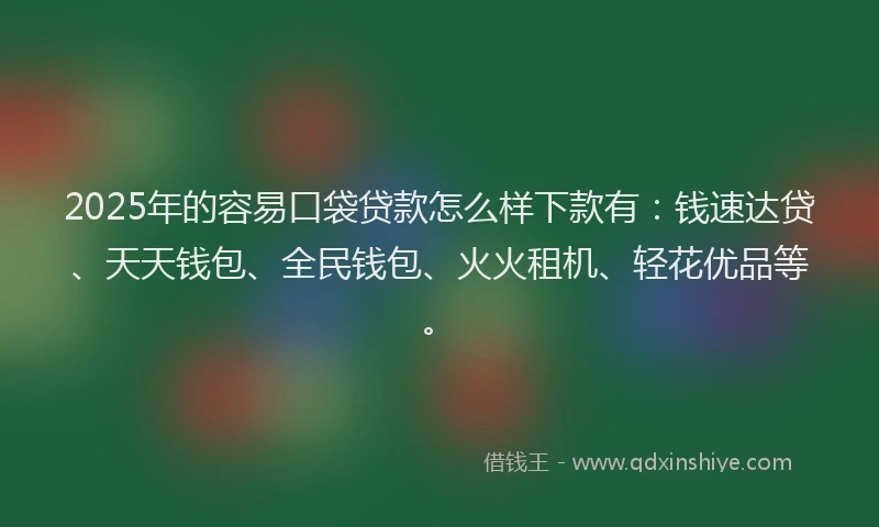 2025年的容易口袋贷款怎么样下款有：钱速达贷、天天钱包、全民钱包、火火租机、轻花优品等。